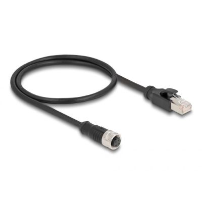 DeLOCK M12 Kabel adaptera z kodowaniem D 4-pinowe żeńskie do męski RJ45 o długości 50 cm