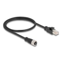 DeLOCK M12 Kabel adaptera z kodowaniem D 4-pinowe żeńskie do męski RJ45 o długości 50 cm