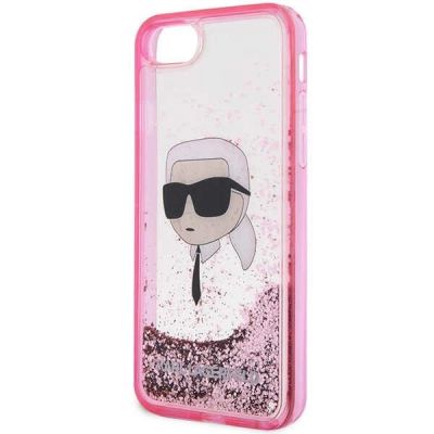 6. Etui Karl Lagerfeld Glitter Karl's Head na iPhone 7 / 8 / SE 2020 / SE 2022 - różowe