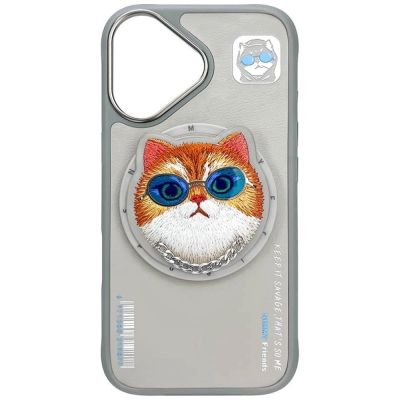2. Etui Nimmy Glasses Cool Cat MagSafe na iPhone 16 - szare