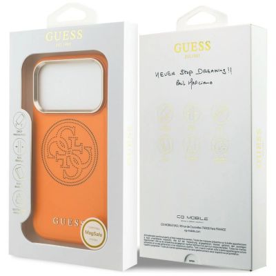 8. Etui Guess Perforated 4G MagSafe na iPhone 17 Pro - pomarańczowe