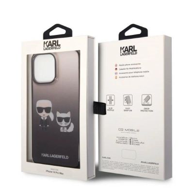 8. Etui Karl Lagerfeld Gradient Ikonik Karl & Choupette na iPhone 14 Pro 6,1" - czarne