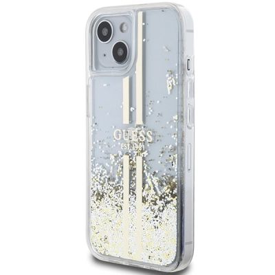 2. Etui Guess Liquid Glitter Gold Stripes na iPhone 15 Plus / 14 Plus - przezroczyste