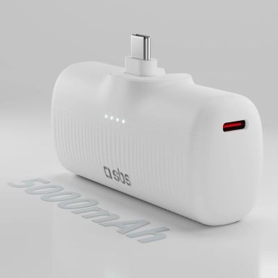 3. Powerbank SBS EcoPower 5000 mAh 10W z wbudowanym portem USB-C - biały