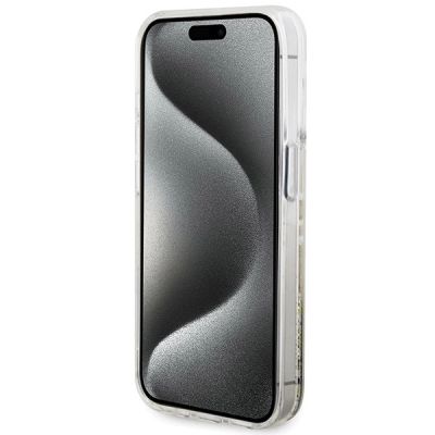 5. Etui Guess Liquid Glitter Gold Stripes na iPhone 15 Pro Max - przezroczyste