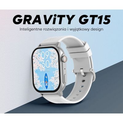 2. Smartwatch Damski GRAVITY GT15-11 Granatowy Pasek Silikonowy + Złota Bransoleta
