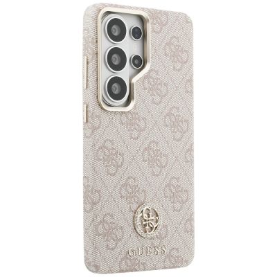 4. Etui Guess 4G Rhinestone Round Logo MagSafe na Samsung Galaxy S26 Ultra - różowe