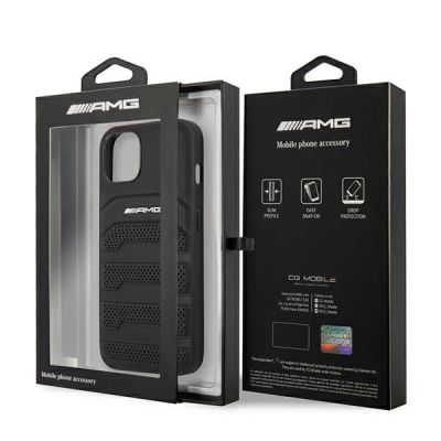 8. Etui AMG Leather Debossed Lines na iPhone 13 mini - czarne