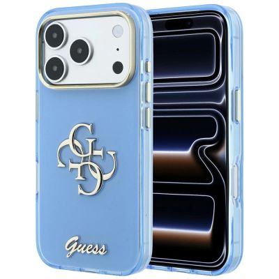 Etui Guess IML 4G Script Metal na iPhone 17 Pro / 18 Pro - jasnoniebieskie