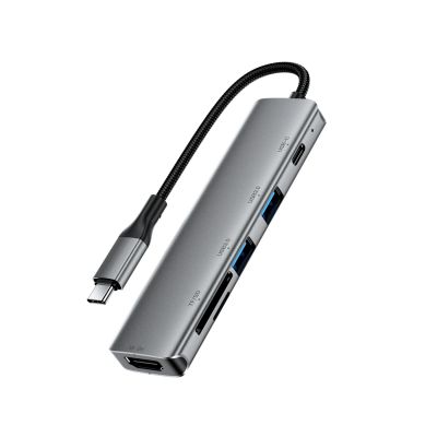 6. Hub USB Acefast J18 stacja dokująca USB-C 6w1 HDMI 4K 60Hz PD90W - szara