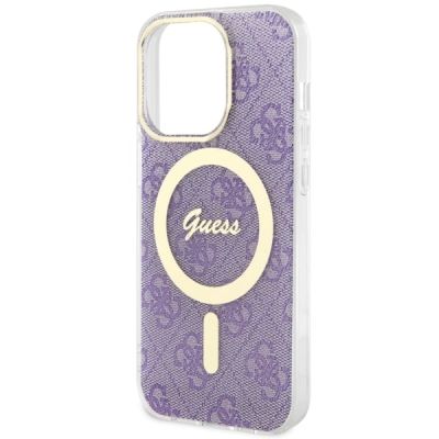 6. Etui Guess 4G MagSafe na iPhone 14 Pro - purpurowe