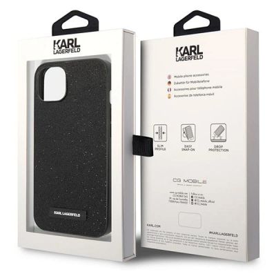 8. Etui Karl Lagerfeld Glitter Plaque Logo na iPhone 14 Plus - czarne