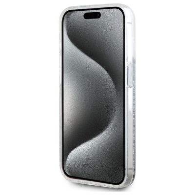 5. Etui Karl Lagerfeld Liquid Glitter Karl & Choupette Head Magsafe na iPhone 15 Pro -przezroczyste