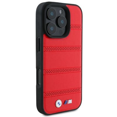 4. Etui BMW M Perforated And Stitched Line MagSafe na iPhone 16 Pro - czerwone
