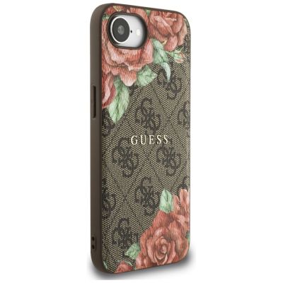 4. Etui Guess 4G Flowers Print MagSafe na iPhone 16e - brązowe