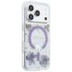 4. Etui Guess Resin Flowers Glitter MagSafe na iPhone 18 Pro / 17 Pro - fioletowe