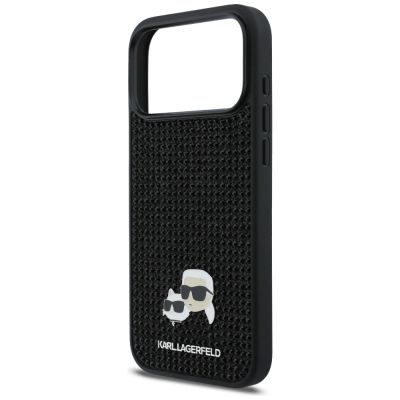 6. Etui Karl Lagerfeld Rhinestones Karl&Choupette Pin na iPhone 17 Pro Max - czarne
