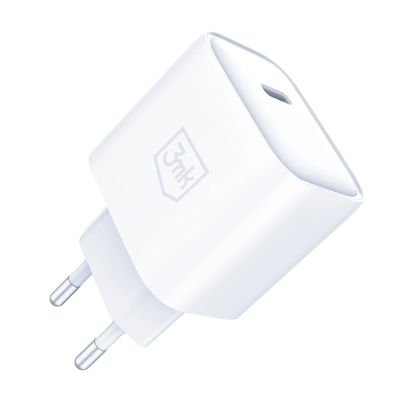 2. Ładowarka sieciowa 3mk Rayo Charger 20W PD3.0 PPS USB-C + kabel USB-C / USB-C 3A 60W - biała
