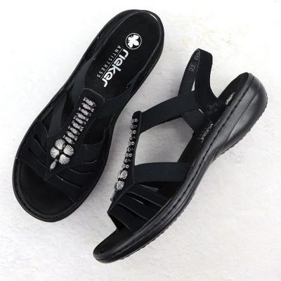 4. Sandały damskie rzymianki czarne Rieker 60806-00