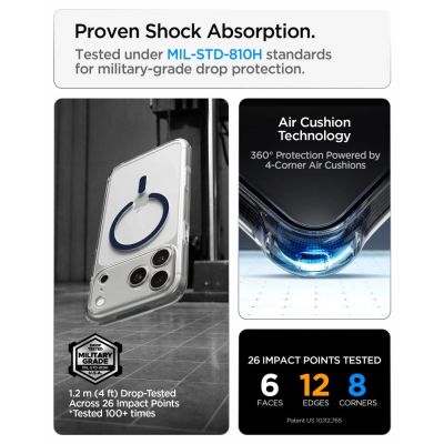 11. Etui Spigen Ultra Hybrid MagSafe na iPhone 18 Pro Max / 17 Pro Max - przezroczysto-granatowe