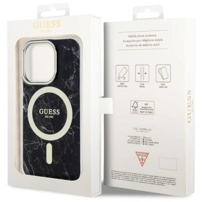8. Etui Guess Marble MagSafe na iPhone 14 Pro - czarne
