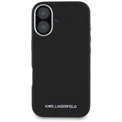 3. Etui Karl Lagerfeld Saffiano Full Wrapped Elongated Metal Logo MagSafe na iPhone 16 - czarne