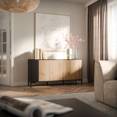 3. Komoda MERCI 151x40x74 czarny/dąb artisan