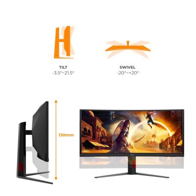 3. AOC G4 CU34G4ZCA monitor komputerowy 86,4 cm (34") 3440 x 1440 px Wide Quad HD Czarny, Czerwony
