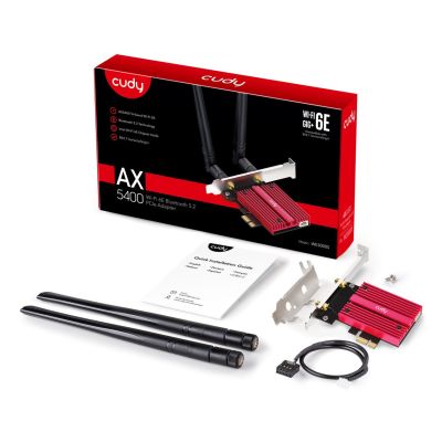14. Karta sieciowa CUDY WE3000S AX5400 Wi-Fi 6 + BT 5.2 Intel AX210 Radiator PCIe