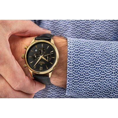 4. Zegarek Męski Giewont Chronograph Sapphire Czarno Złoty GW6310-A4
