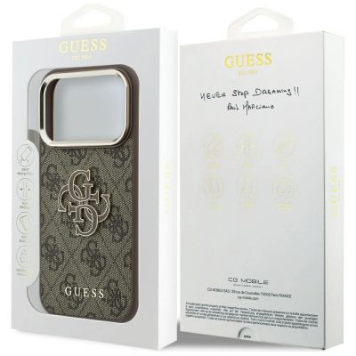 8. Etui Guess 4G & Big Resin Logo na iPhone 17 Pro Max / 18 Pro Max - brązowe
