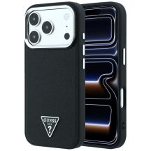Etui Guess Grained Triangle Logo MagSafe na iPhone 17 Pro / 18 Pro - czarne