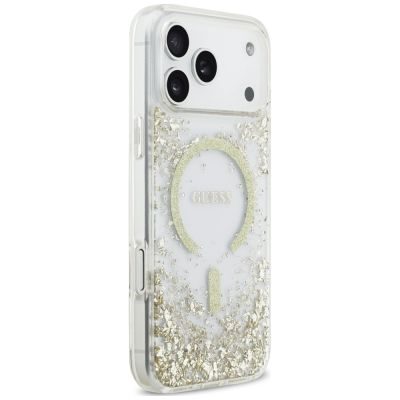 4. Etui Guess Resin Bottom Glitter MagSafe na iPhone 18 Pro Max / 17 Pro Max - złote