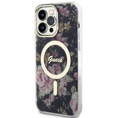 2. Etui Guess Flower MagSafe na iPhone 14 Pro Max - czarne