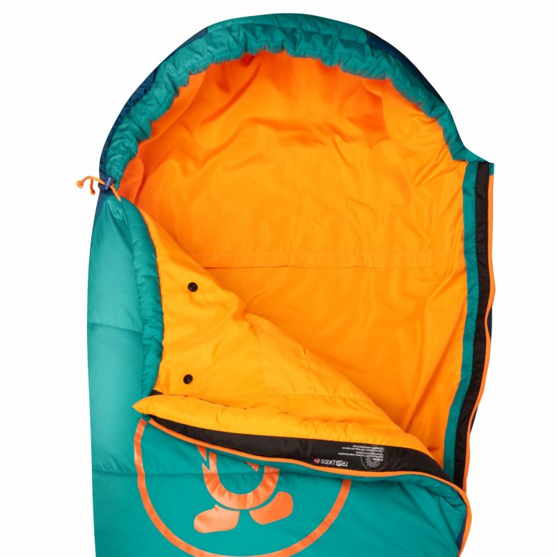 11. Śpiwór Trollkids Femund 3in1 zielony morski/niebieski madeirowski/zachód słońca na Saharze (695-358)