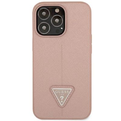 3. Etui Guess Saffiano Triangle Logo na iPhone 14 Pro Max - różowe