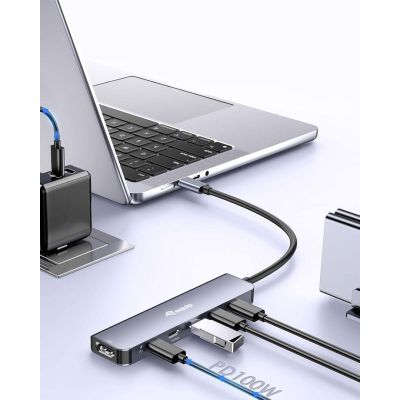 2. Adapter USB Equip 133499 6w1 USB 3.2 Gen 2 (3.1 Gen 2) Type-C Szary
