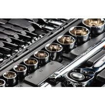 Neo Klucze nasadowe 1/4" 1/2" zestaw 77szt CrV 08-915