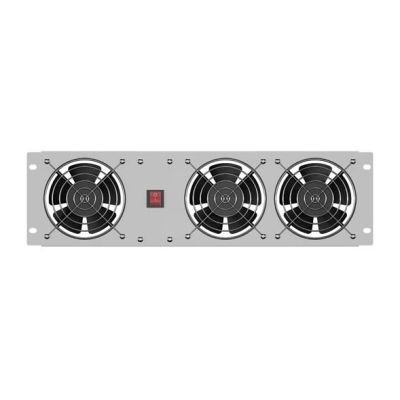 3. LANBERG PANEL WENTYLACYJNY PIONOWY 3U 19" DO SZAF RACK TRZY WENTYLATORY 230V SZARY