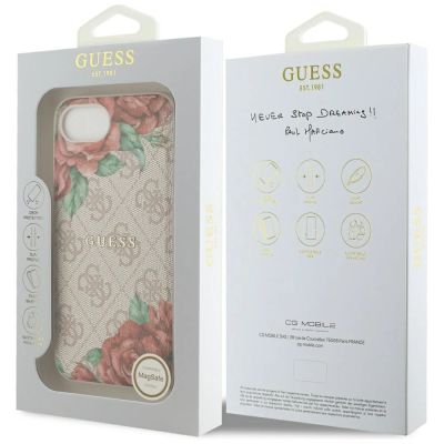 8. Etui Guess 4G Flowers Print MagSafe na iPhone 16e - różowe