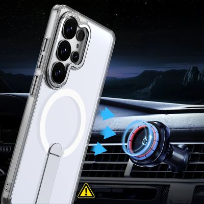 6. Etui Hybrid Armor X na Samsung Galaxy S26 Ultra z podstawką kompatybilne z MagSafe - przezroczyste