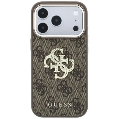 3. Etui Guess 4G & Big Strass Logo na iPhone 17 Pro Max / 18 Pro Max - brązowe
