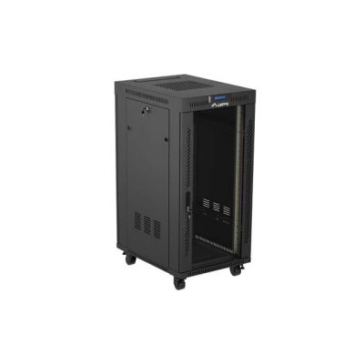 16. LANBERG SZAFA INSTALACYJNA RACK STOJĄCA 19" 24U 600X800 CZARNA DRZWI PRZESZKLONE LCD (FLAT PACK) V2