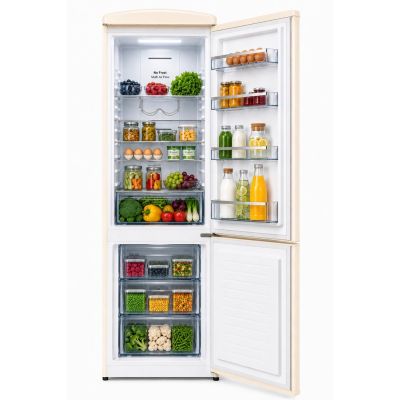 3. Lodówka Retro Ravanson LKK-315RC 597mm x 707mm x 1943 mm | 315l | Total No Frost | klasa E | kremowy