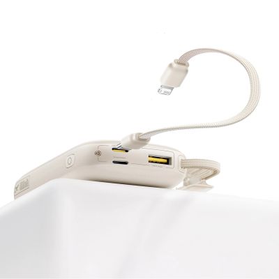 7. Powerbank Baseus EnerFill FC21 Qpow 3 Ultra 10000mAh 45W z wyświetlaczem cyfrowym z odłączanym kablem USB-C - Lightning - tytanowy