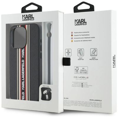 7. Etui Karl Lagerfeld Saffiano Athleisure Stripes Cord na iPhone 15 Pro Max - czerwone