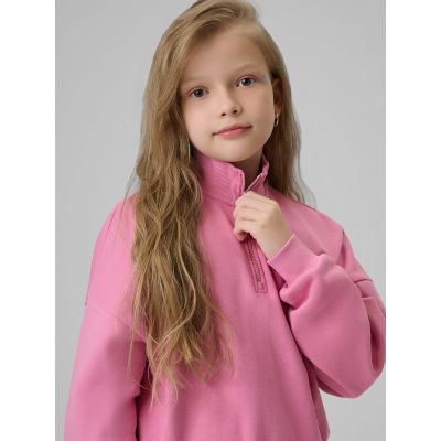 5. Bluza dresowa regular bez kaptura dziewczęca 4F 4FJRSS26TSWSF2625-54S