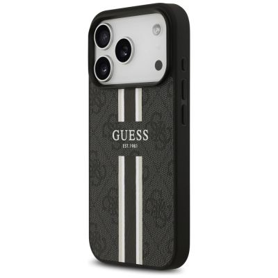 2. Etui Guess 4G Printed Stripes MagSafe na iPhone 17 Pro - czarne
