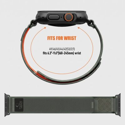 4. Pasek Tech-Protect Nylon Elite na Apple Watch 44 / 45 / 46 / 49 mm - zielono-pomarańczowy