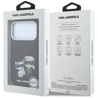 8. Etui Karl Lagerfeld Smooth Karl & Choupette Bodies Sketch MagSafe do iPhone 18 Pro / 17 Pro - burgundowe